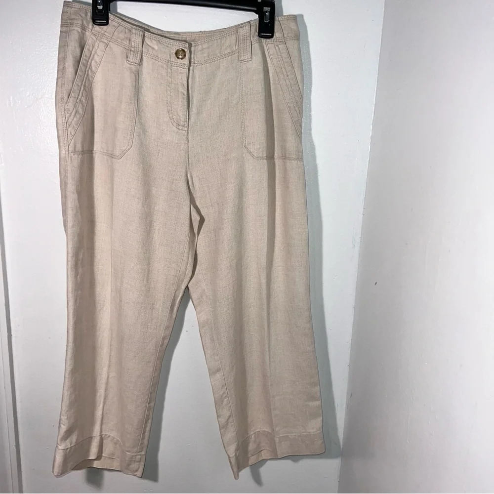 Charter Club, 10P, Linen cropped length slant front pockets, cargo back pocket